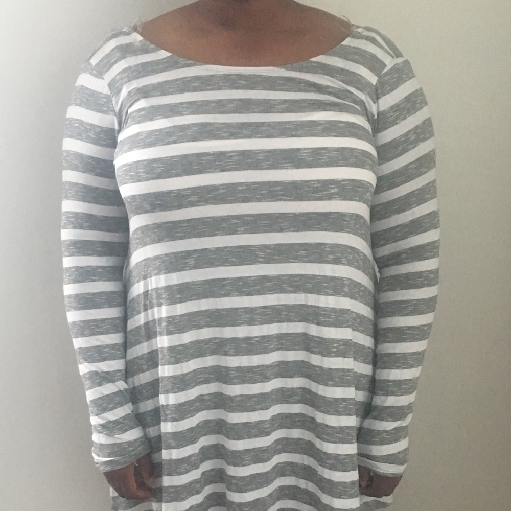 Marled Grey Striped Dress